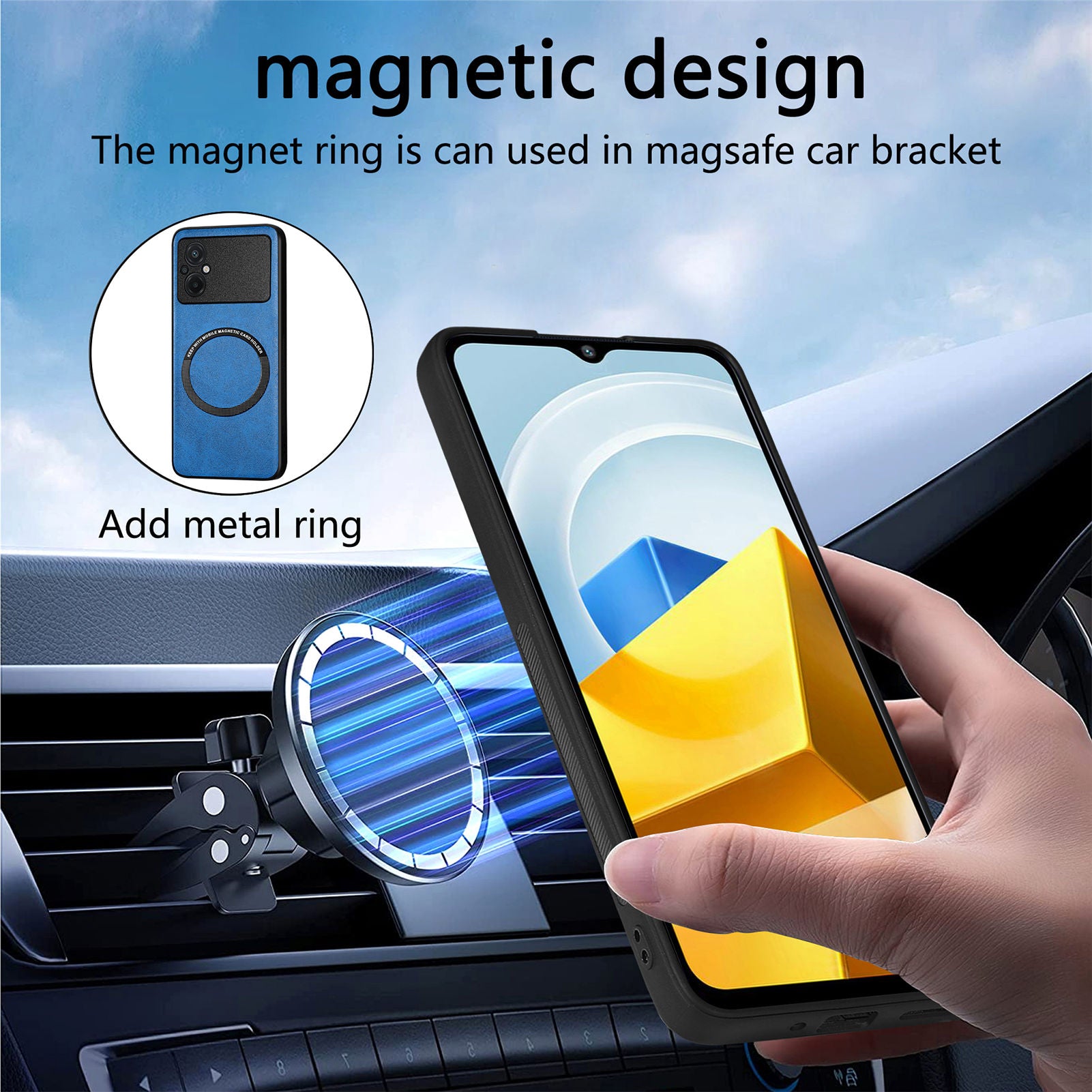 For Xiaomi Poco M5 4G Cell Phone Case Compatible with MagSafe Car Mount Metal Sheet Leather Coated PC TPU Cover For Xiaomi Poco M5 4G Cell Phone Case Compatible with MagSafe Car Mount Metal Sheet Leather Coated PC TPU Cover